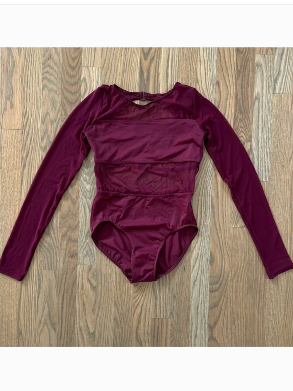 Balera Dance Leotard Performance sz SA 4-6 Long Sleeve Backless Mesh Burgundy